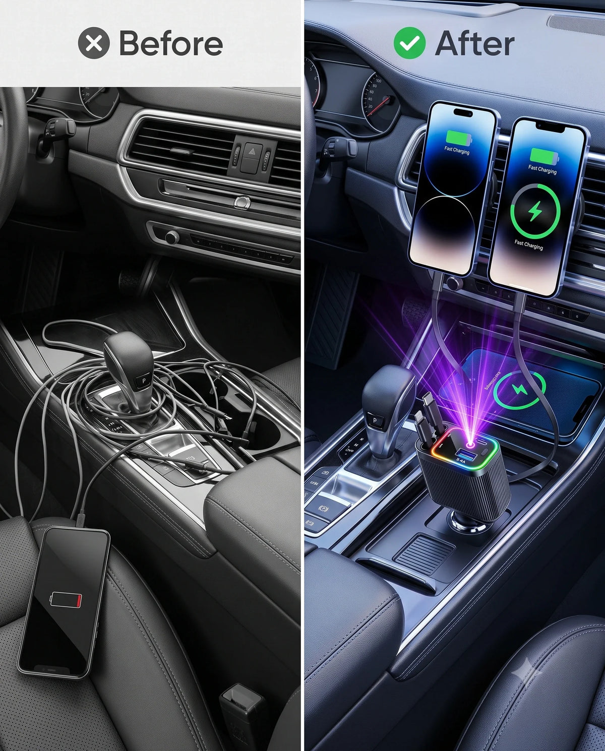 Super Fast 4 in 1 Car Charger 120W Fast Charging